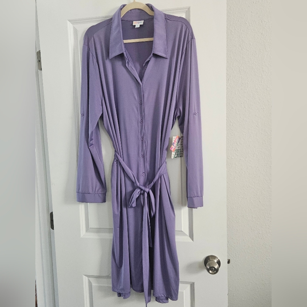 Nwt Lularoe Ellie Dress 2x 2xl Shirt Dress Lavender Purple